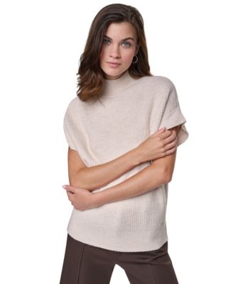 Women's Sleeveless Mock Neck Extended-Shoulder Sweater