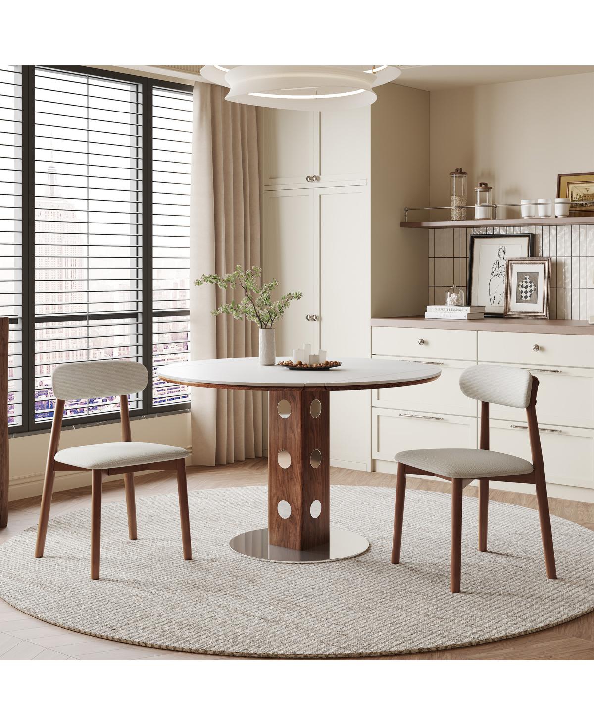 Streamdale Furniture Solid Wood Dining Chairs Set of 4, Chenille Upholstered
