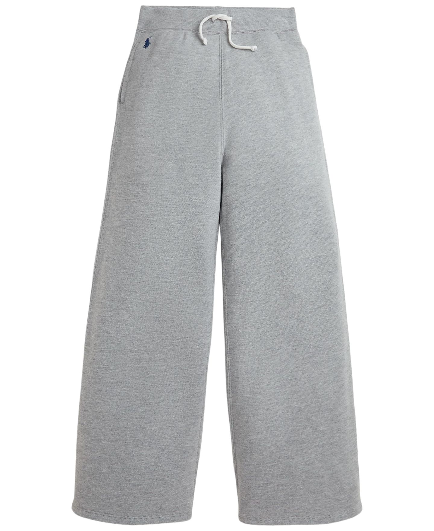 Брюки Polo Ralph Lauren Fleece Wide-Leg Sweatpants для девочек, цвет: Меланжевый белый / Тёмно-синий — фото 1