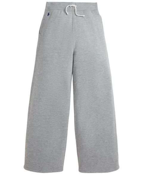 Брюки Polo Ralph Lauren Fleece Wide-Leg Sweatpants для девочек, цвет: Меланжевый белый / Тёмно-синий