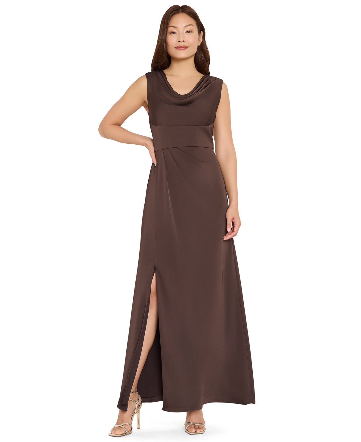 Tahari Asl Women's Sleeveless Cowl Neck Satin Gown