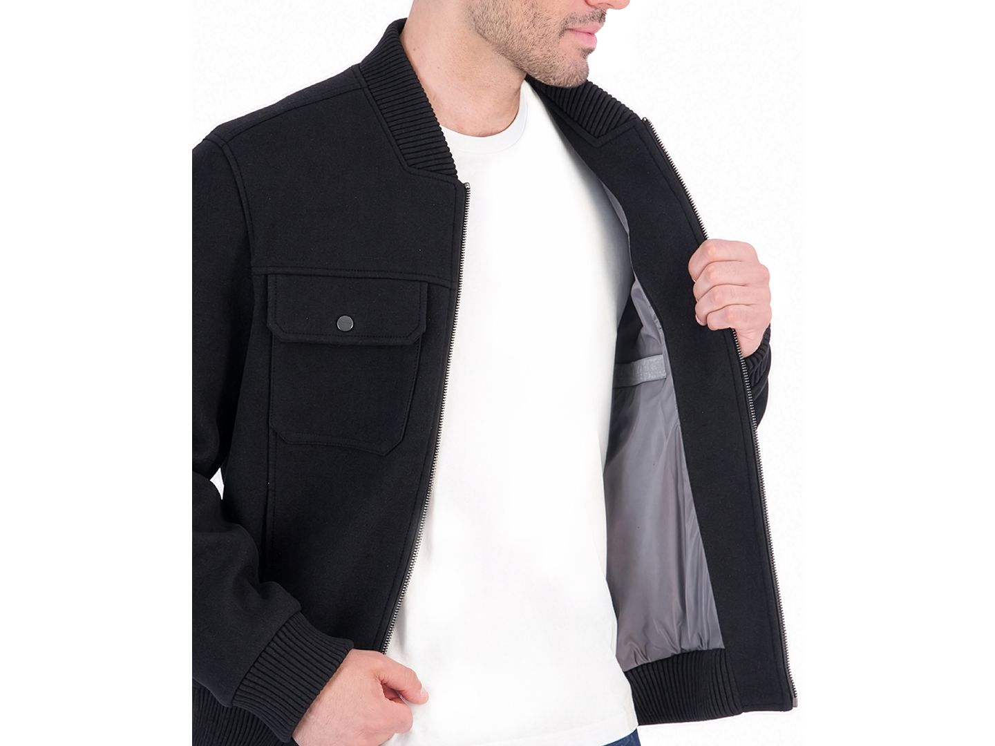 Мужская куртка Calvin Klein Wool Bomber, цвет: Чёрный — фото 3