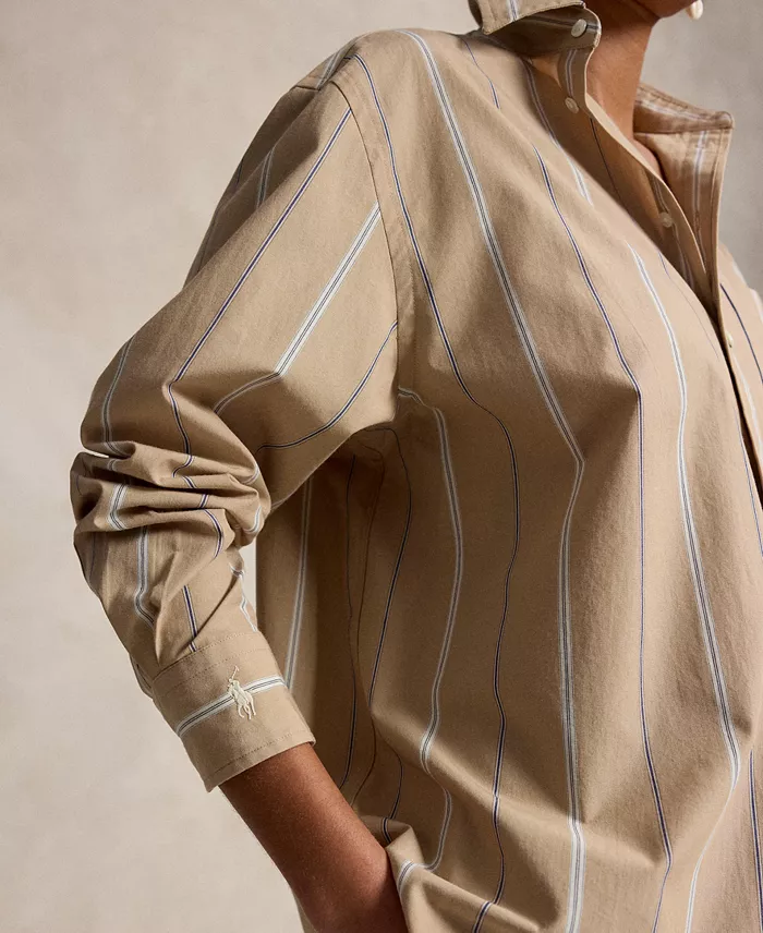 Women's Oversize-Fit Striped Cotton Shirt - thumbnail 3