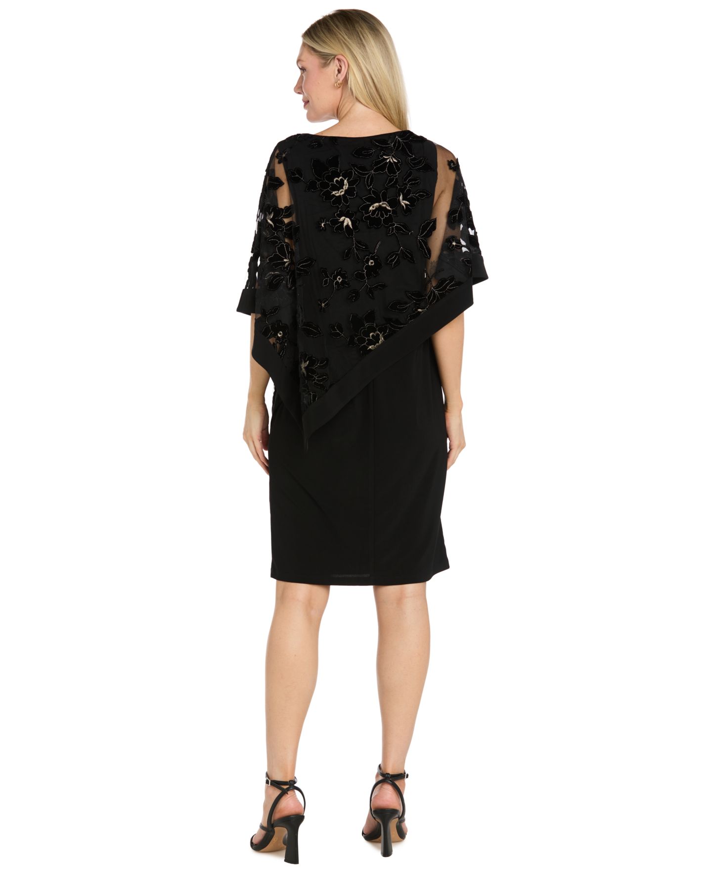 Женское платье R & M Richards Short-Sleeve Scoop-Neck Floral, цвет: Чёрный / Золотой — фото 3