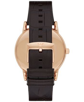 Emporio Armani Men's Luigi Dark Brown Leather Strap Watch 43mm