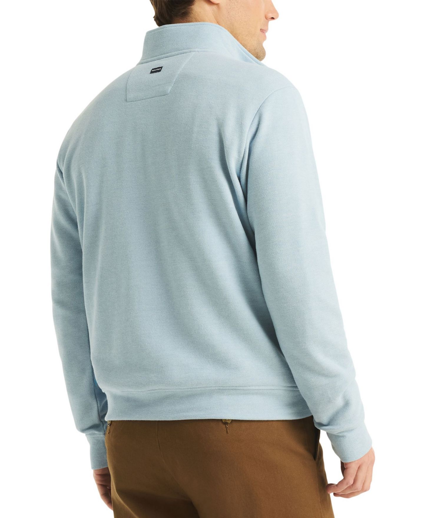 Мужские толстовки Nautica Pique Fleece Mock Neck Quarter Zip, цвет: Меланжевый — фото 5