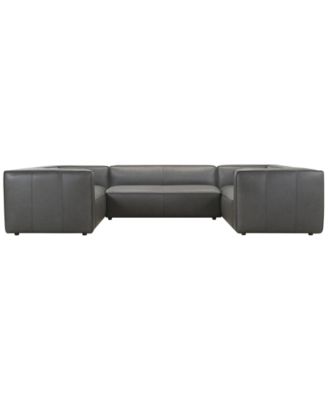 Moxley 3-Piece Genuine Leather Deep Seating Sectional Sofa
