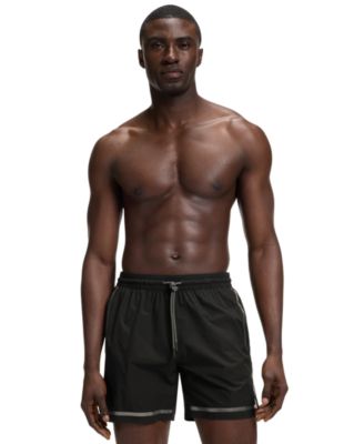 BOSS by Men's 6" Vital Logo Stripe Print Swim Trunks