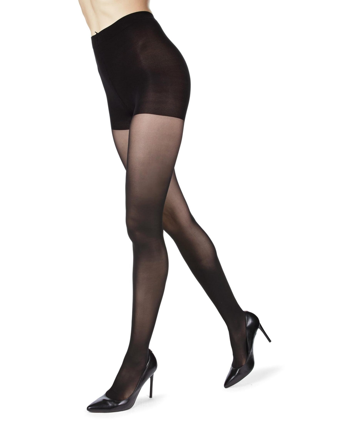 Memoi Women's Velveteen Control Top 30 Denier Tights In Black