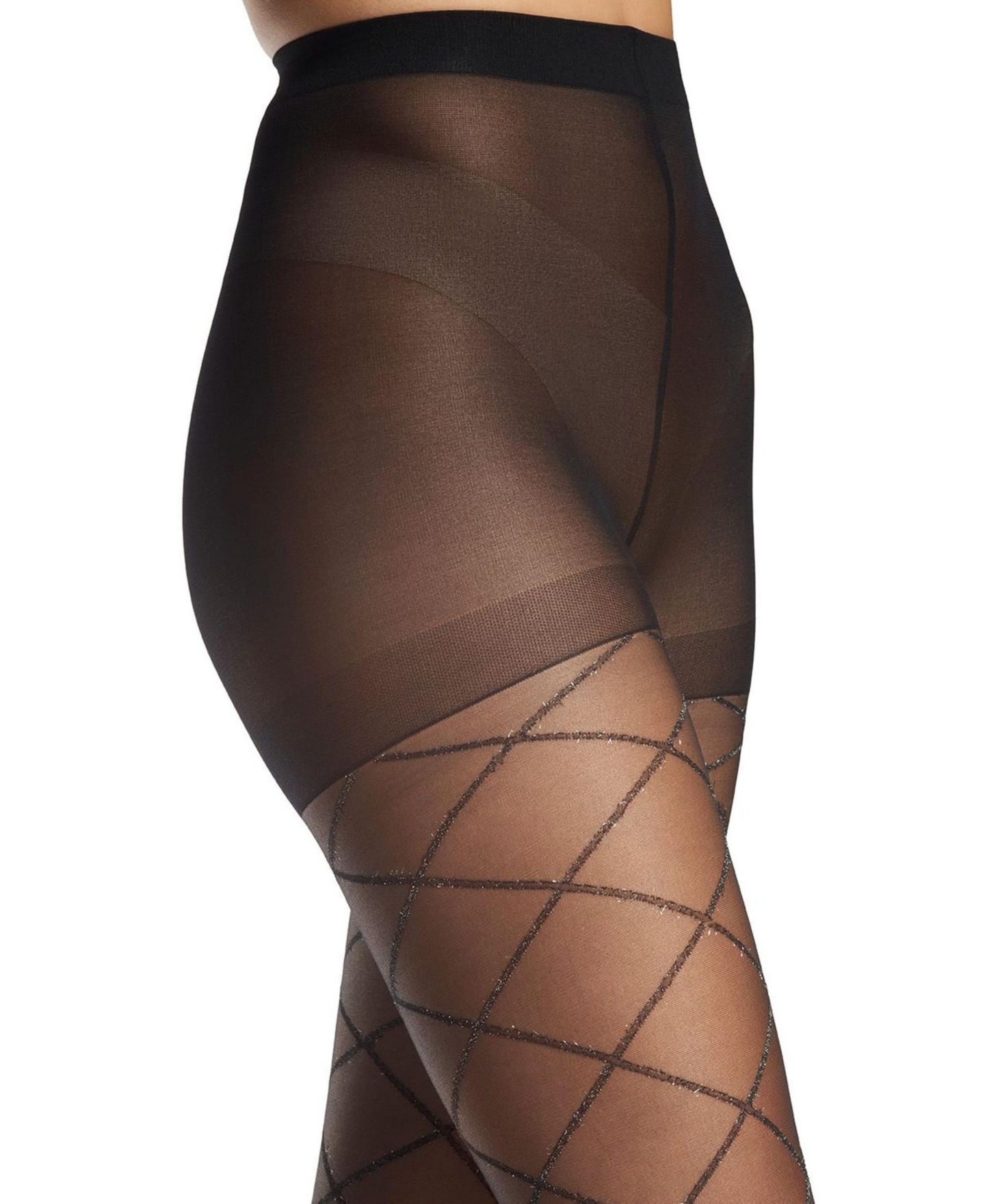 Женские колготки MeMoi Diamond Lurex Reinforced-Toe Tights, цвет: Чёрный — фото 10