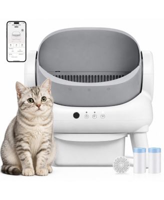 WiFi Self-Cleaning Litter Box for Multiple Cats Grey