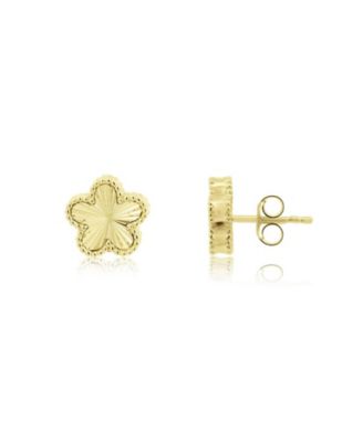 Fluted Flower Stud Earrings 14K Gold Plated Sterling Silver
