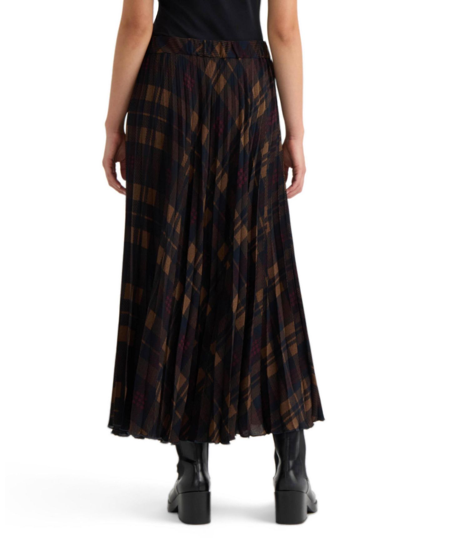 Женская юбка NVLT Pull-On Pleated, цвет: Тёмно-синий клетчатый — фото 2