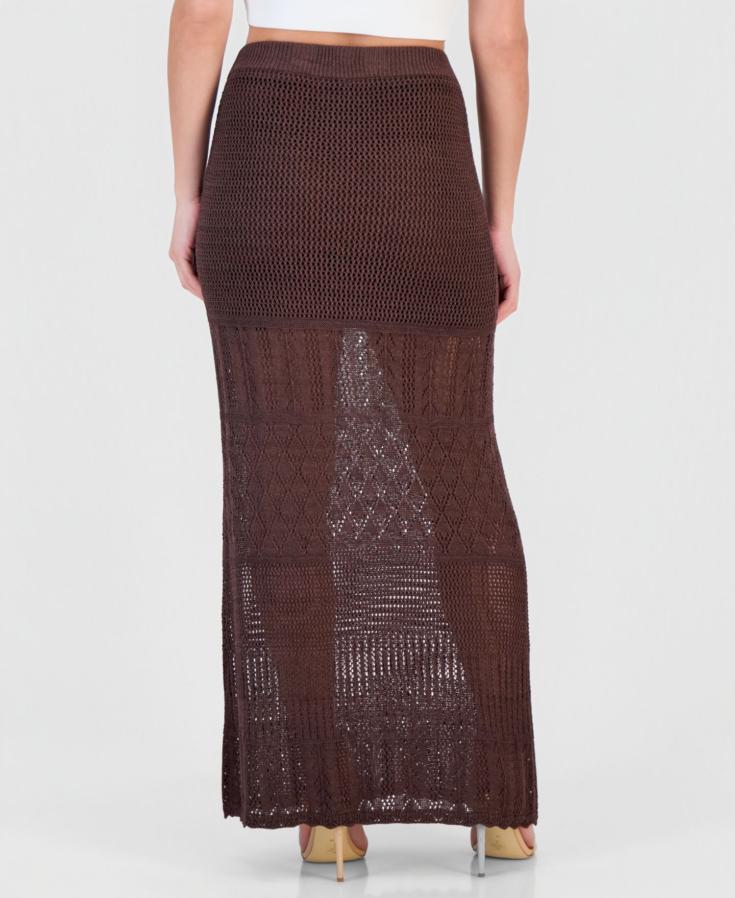 Женская юбка GUESS Vivianne Crochet High-Waisted Maxi, цвет: Тёмный кофейный — фото 4