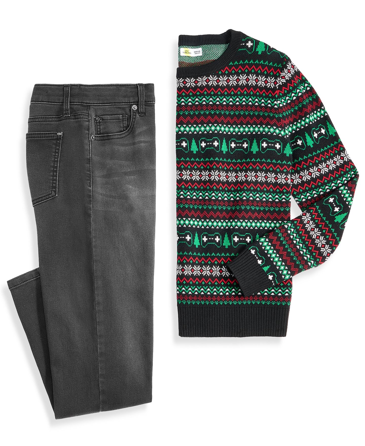 Свитер Epic Threads Long-Sleeve Holiday Cotton-Blend для мальчиков, цвет: Глубокий чёрный — фото 8