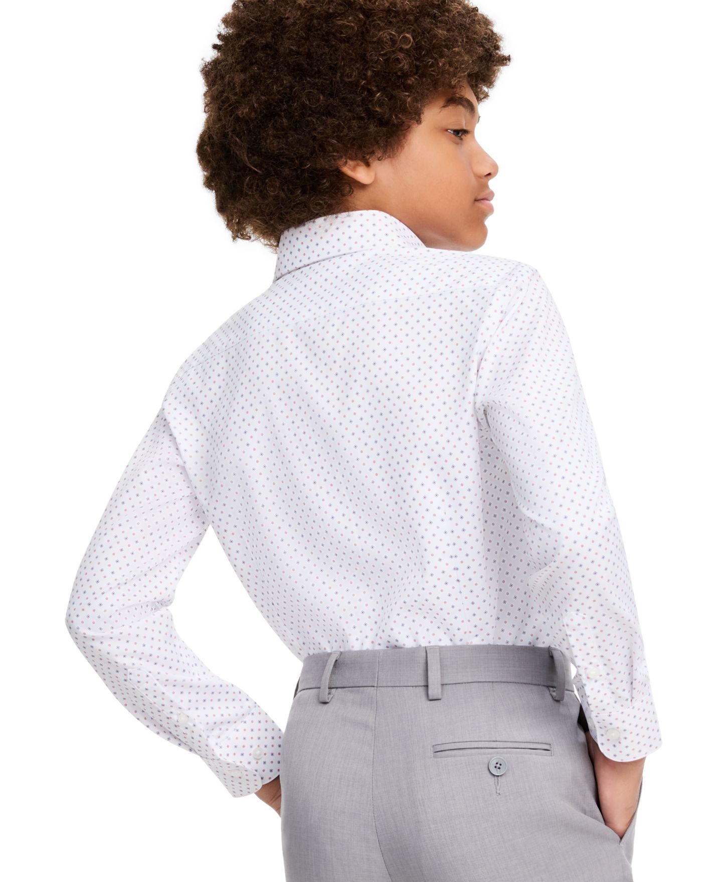 Рубашка Michael Kors Long-Sleeve Spread-Collar Floral Dress Shirt для мальчиков, цвет: Белый / Бордовый — фото 3