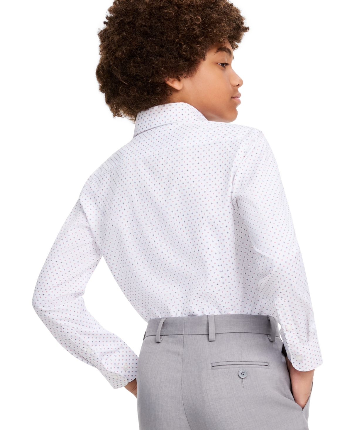 Michael Kors Boys' 8-20 Long-Sleeve Spread-Collar Floral Dress Shirt