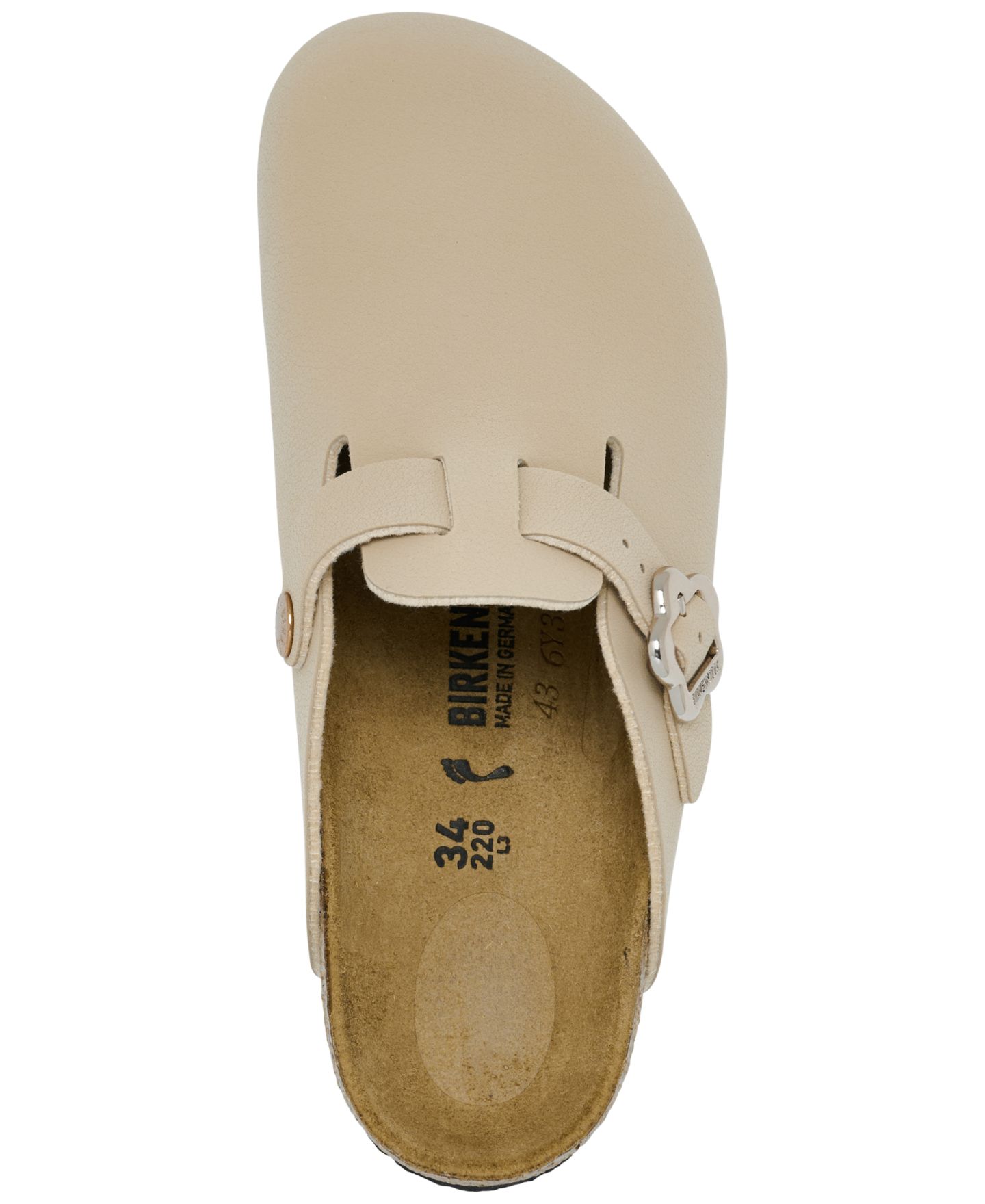 Детские сабо Birkenstock Boston Suede Leather Flower Buckle, цвет: Бежевый — фото 5