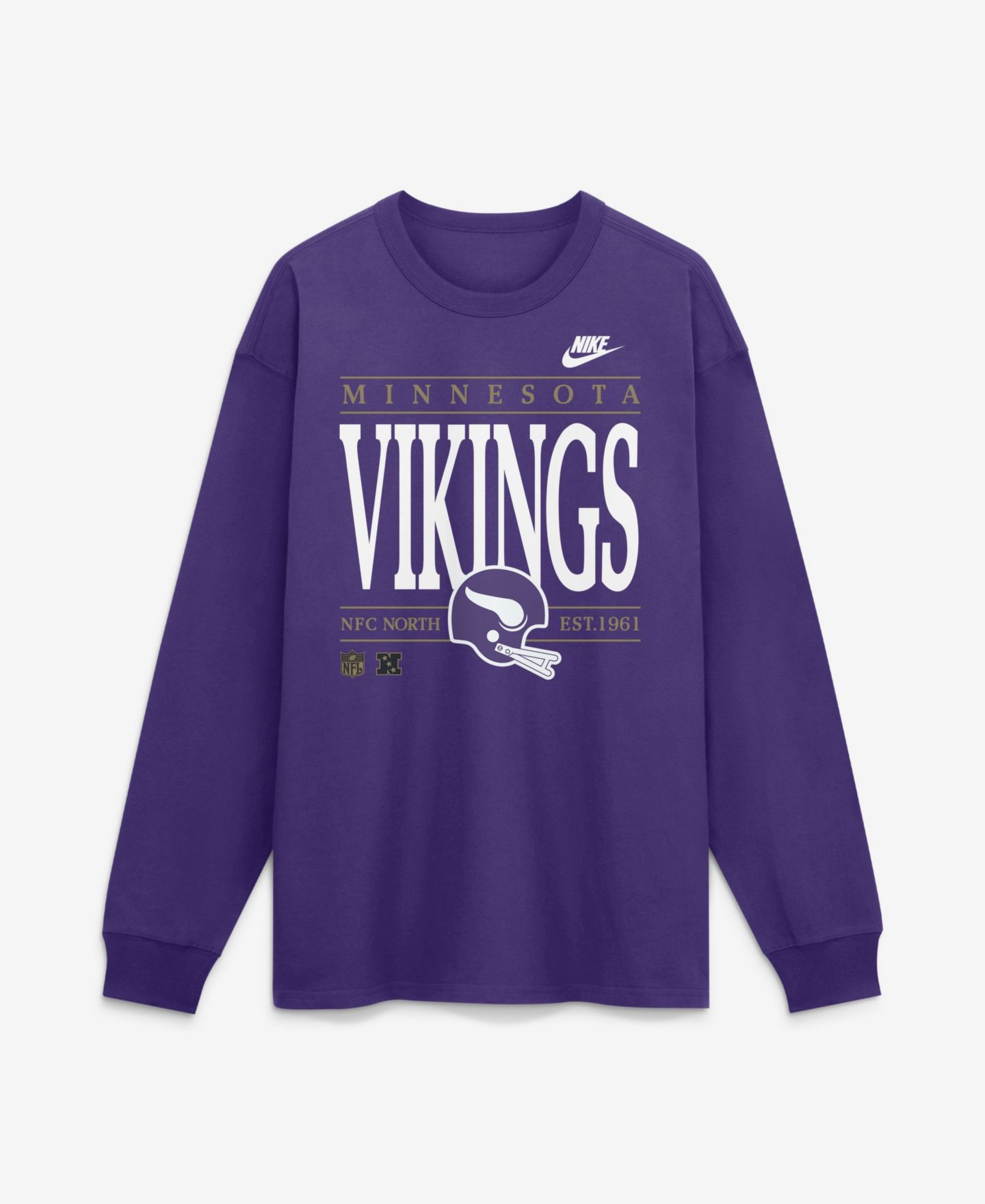 Мужская футболка Nike Minnesota Vikings Rewind Max90 Throwback-Graphic Long-Sleeve Crewneck — фото 1
