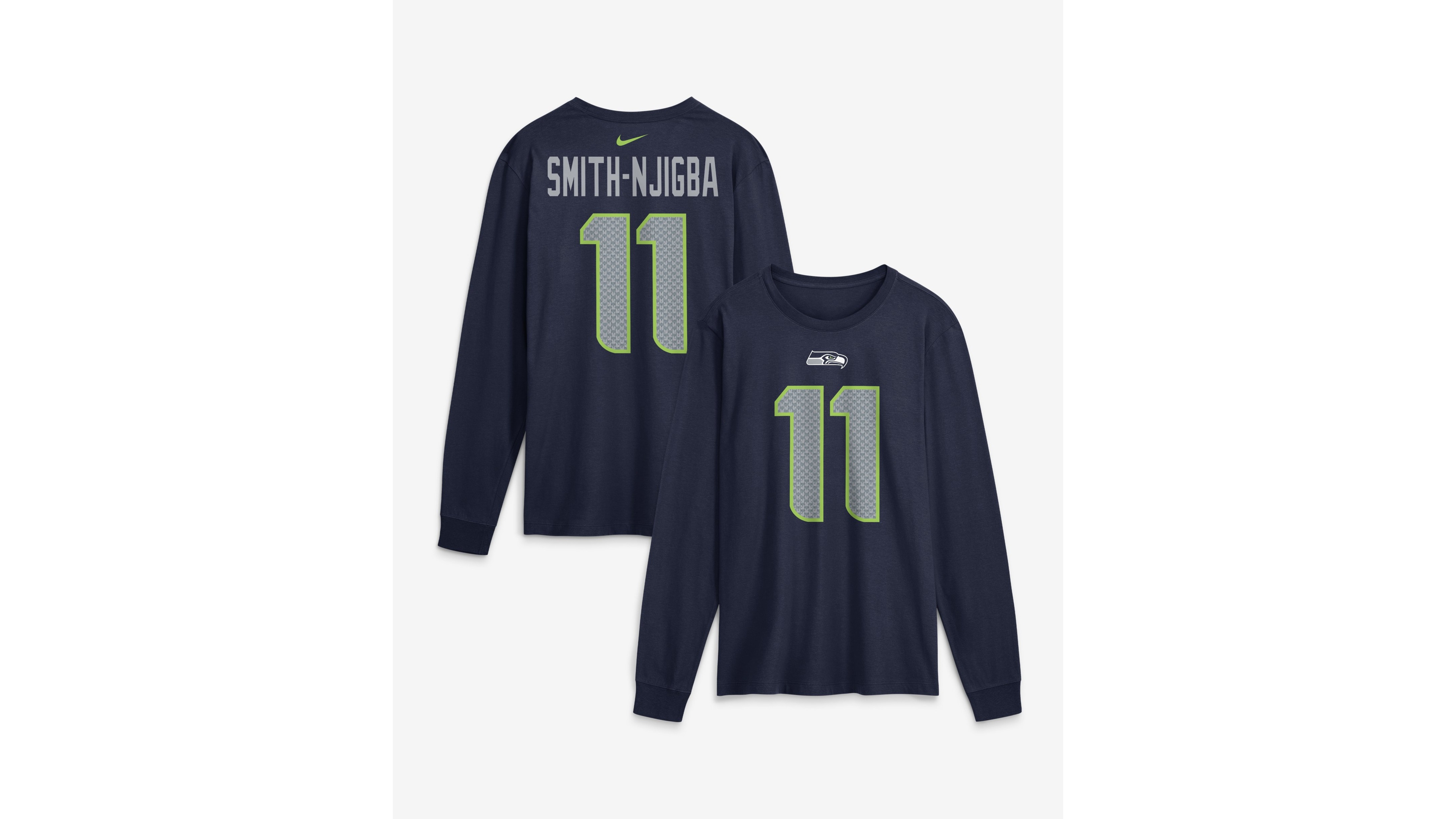 Nike Men's Seattle Seahawks Jaxon Smith-Njigba Long-Sleeve Crewneck T-Shirt
