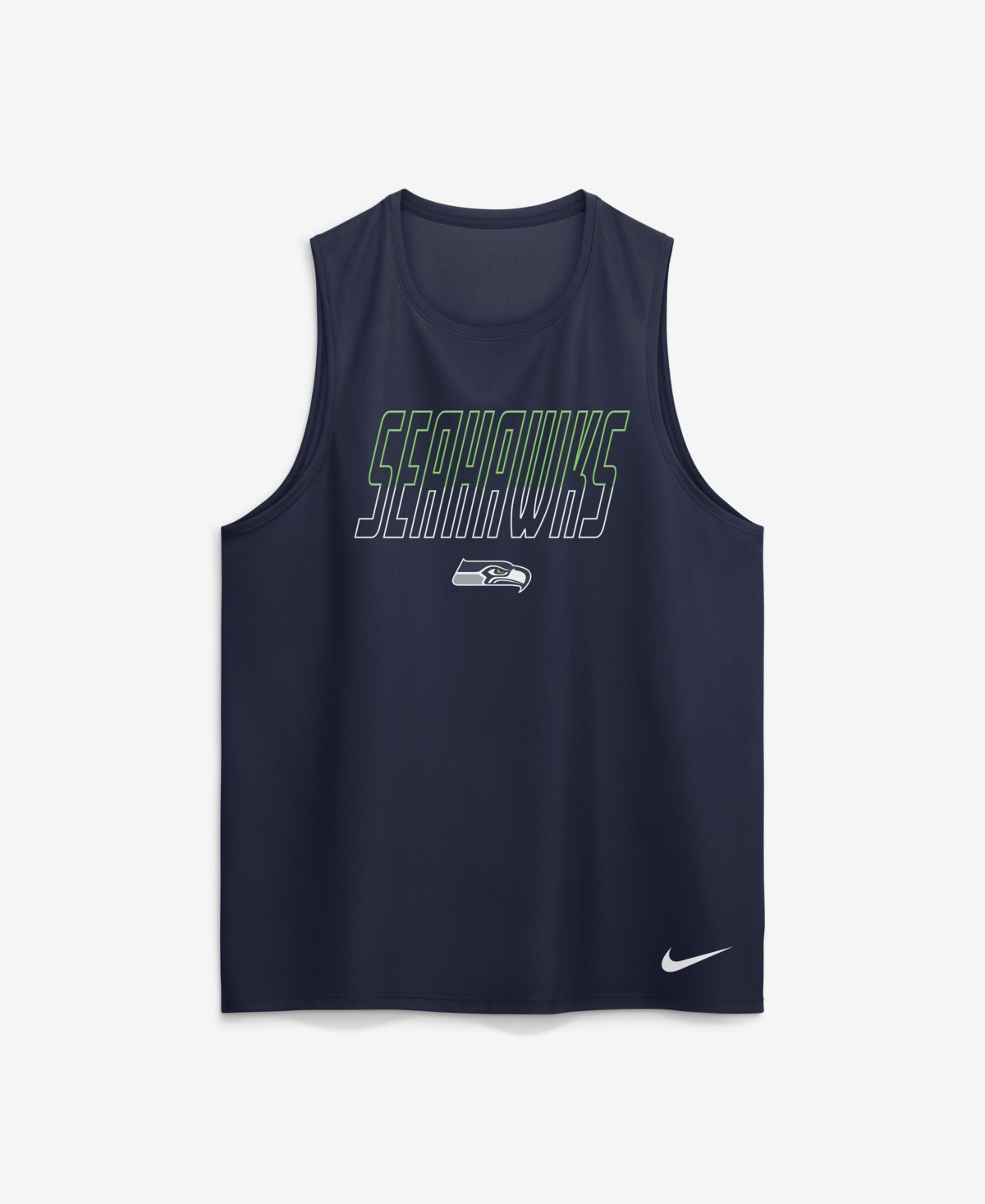 Nike Men's Seattle Seahawks Kickoff Miler Dri-fit Sleeveless Crewneck Double Pique Tank Top
