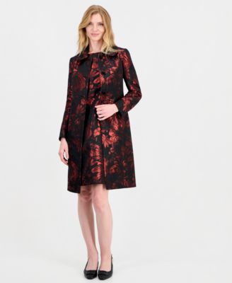 Women's Sleeveless Floral Jacquard Sheath Dress & Duster Jacket