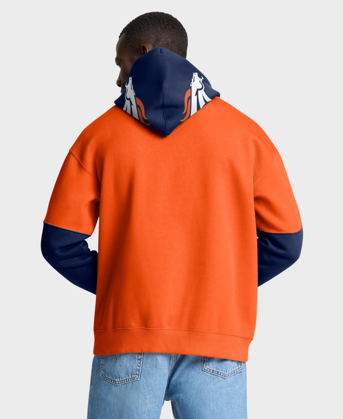 Fanatics Men's Denver Broncos Helmet Relaxed-Fit Fleece Pullover Hoodie