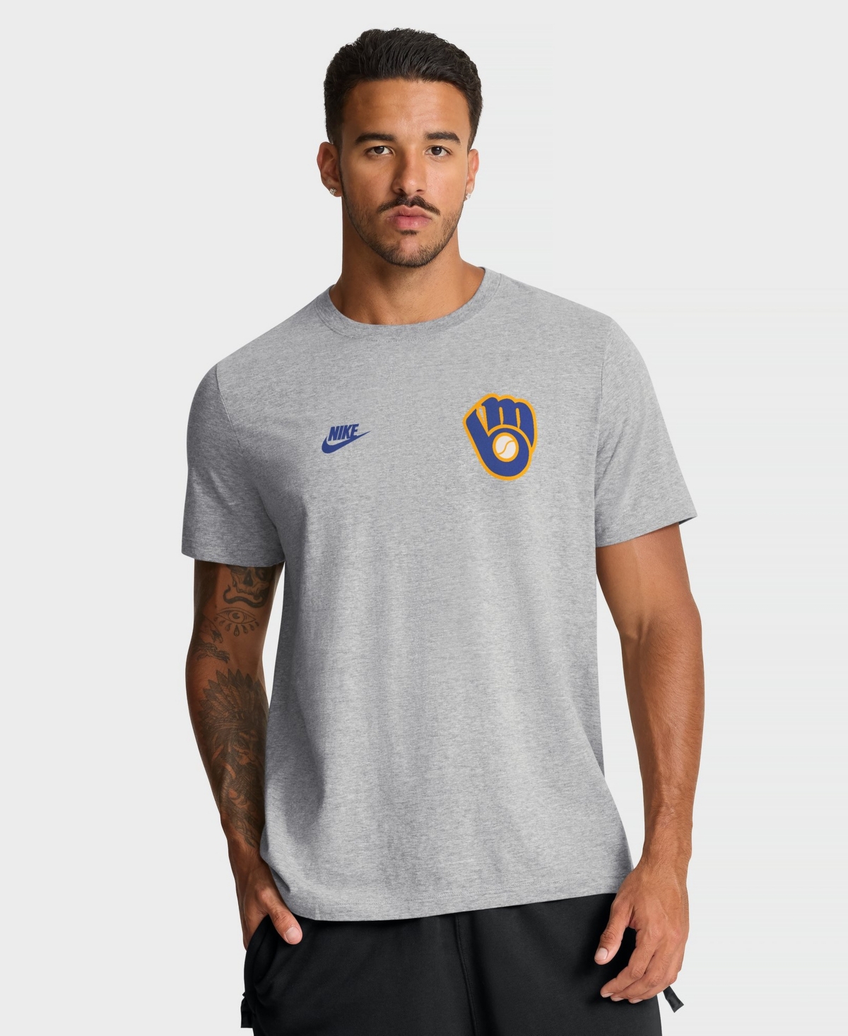 Nike Men's Milwaukee Brewers Cooperstown 2-Hit Retro Cotton-Blend T-Shirt