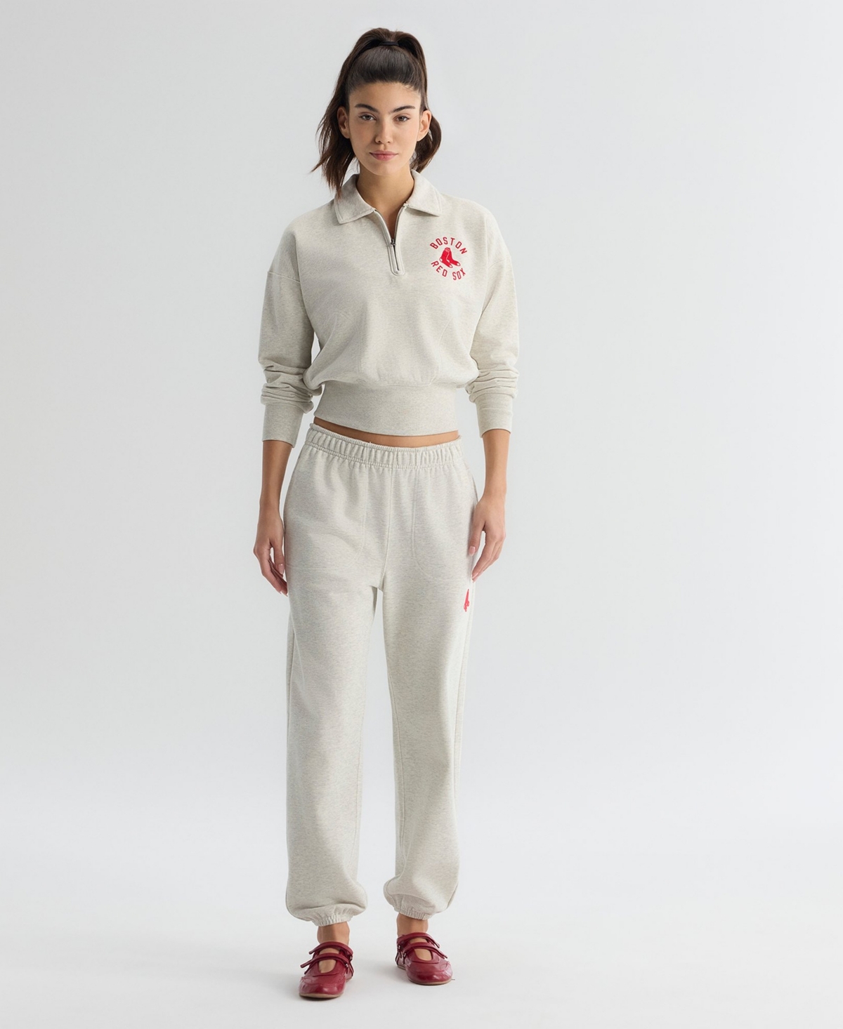 Fanatics Women's Boston Red Sox Iconic Cropped Quarter-Zip Sweatshirt