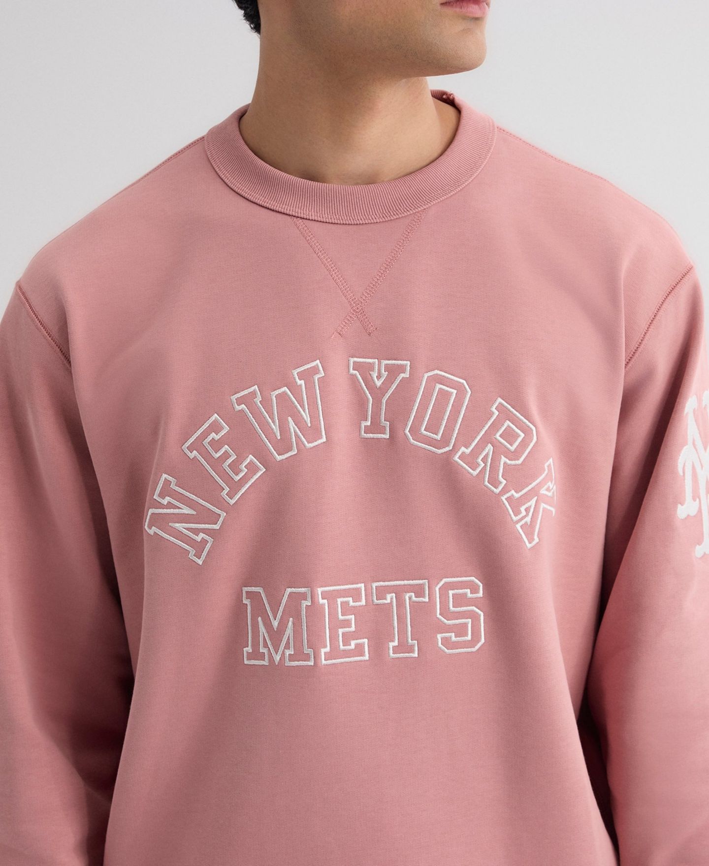 Мужской свитшот Fanatics New York Mets Iconic Relaxed-Fit Crewneck Striped-Rib Trim — фото 8