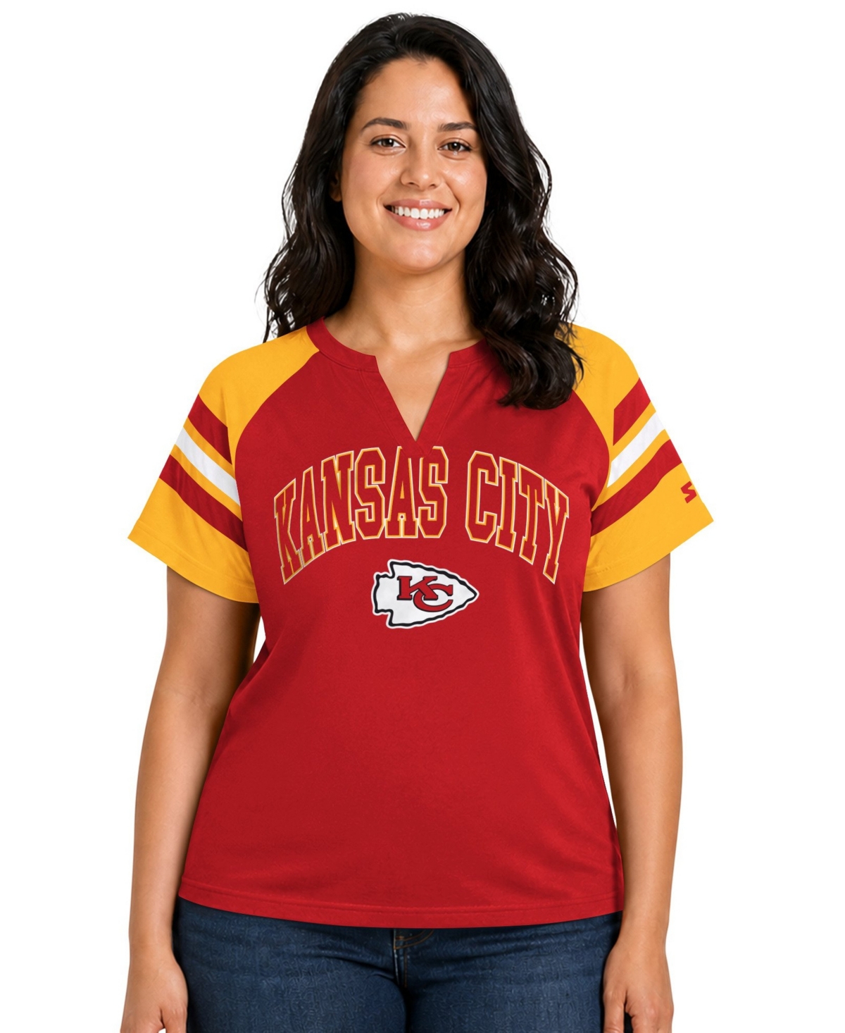 Starter Plus Size Kansas City Chiefs Game On Raglan-sleeve T-shirt In Red