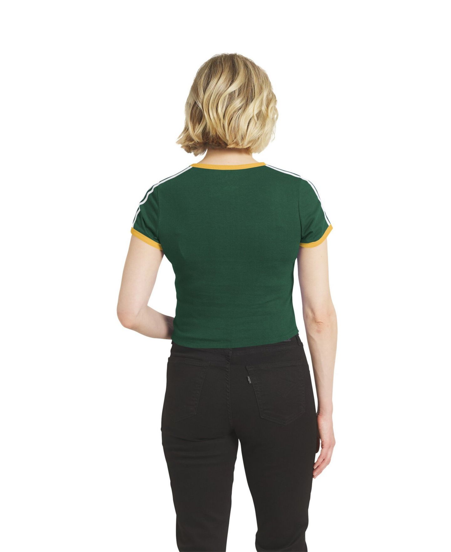 Женская футболка WEAR by Erin Andrews Green Bay Packers Cropped Throwback Cotton-Blend — фото 2