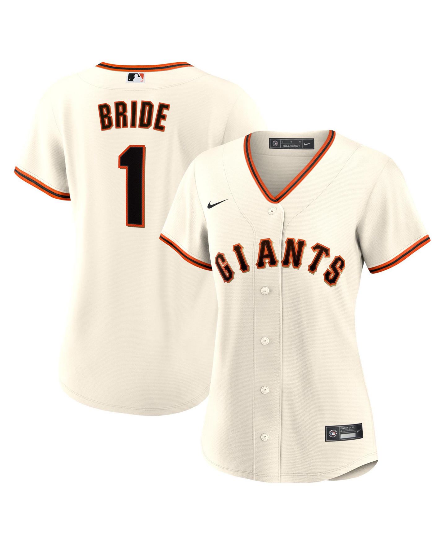 Женский топ Nike San Francisco Giants Home Replica Full-Button Front Jersey — фото 1