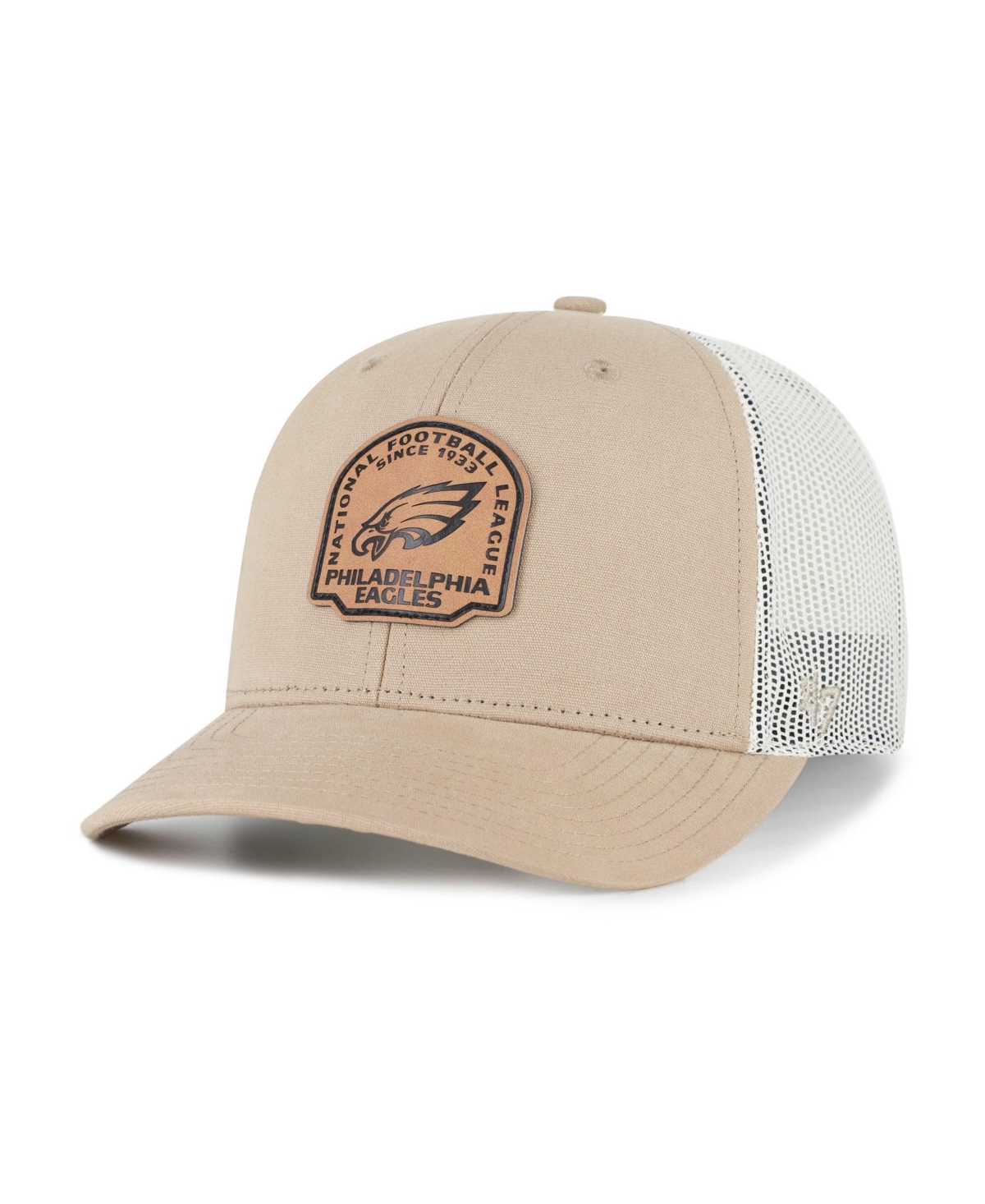 '47 Brand Philadelphia Eagles Leather-Applique Adjustable Trucker Hat - Khaki