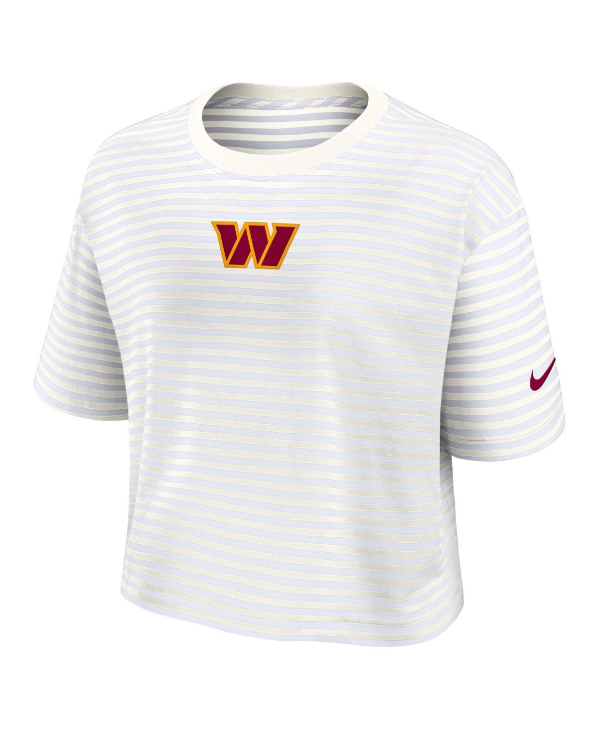 Nike Women's Washington Commanders Striped Cropped Scoop Neck T-Shirt