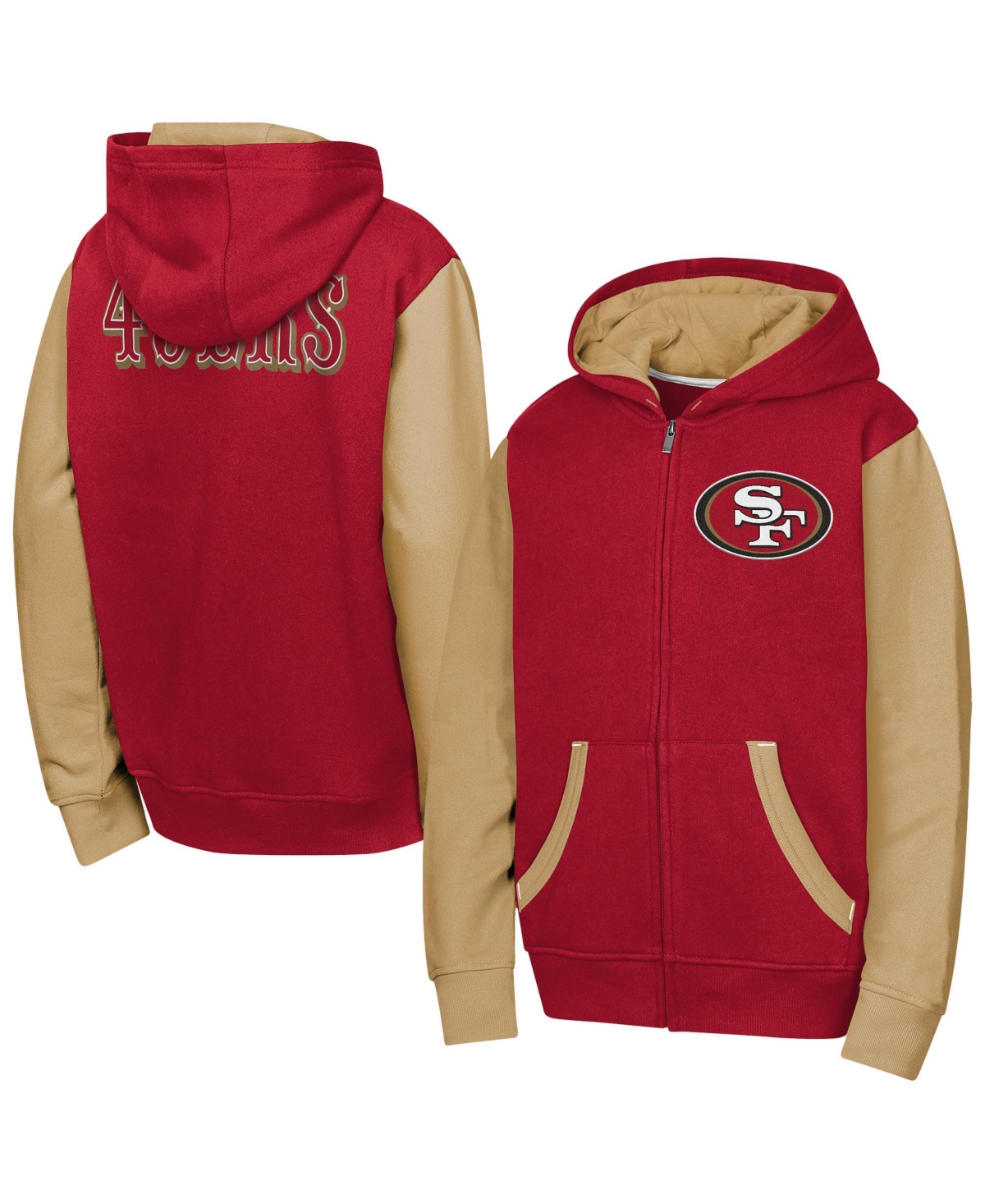 Outerstuff Kids' Boys' And Girls' San Francisco 49ers Color-block Full-zip Fleece-lined Hoodie In Scarlet