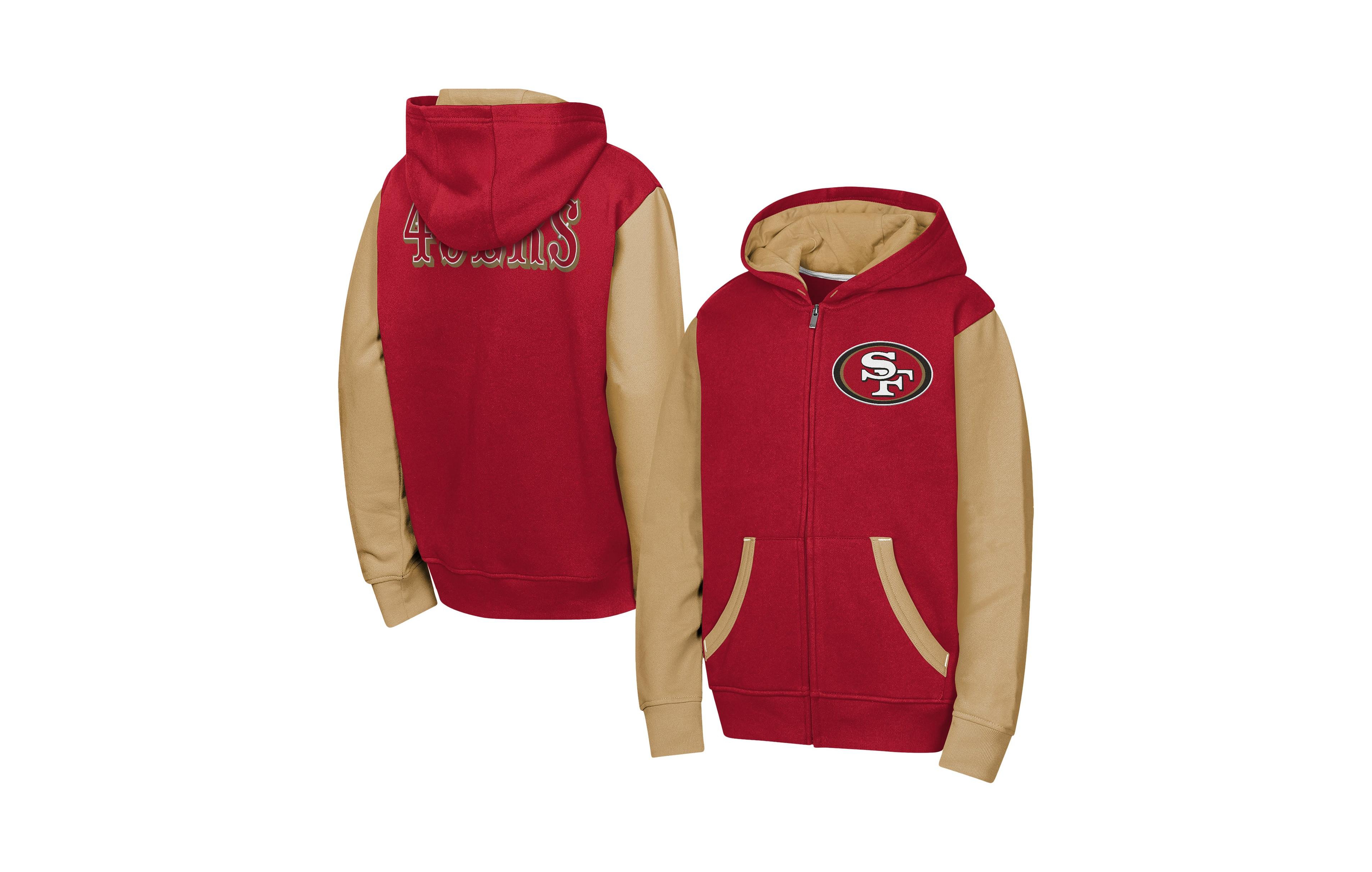 Outerstuff Boys' and Girls' San Francisco 49ers Color-Block Full-Zip Fleece-Lined Hoodie