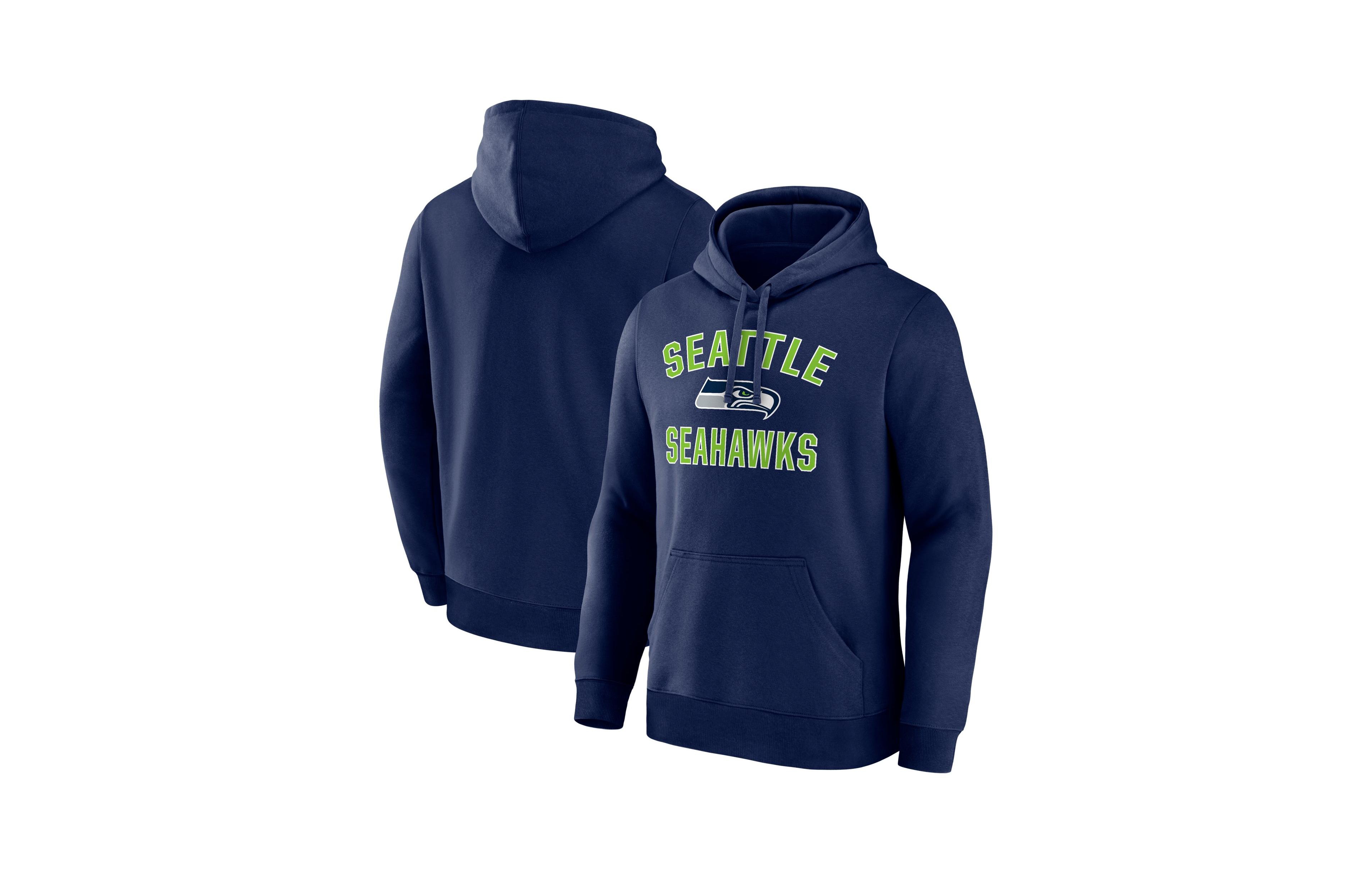 Logo Athletic Men's Seattle Seahawks Arch Victory Fleece Kangaroo Pocket Hoodie
