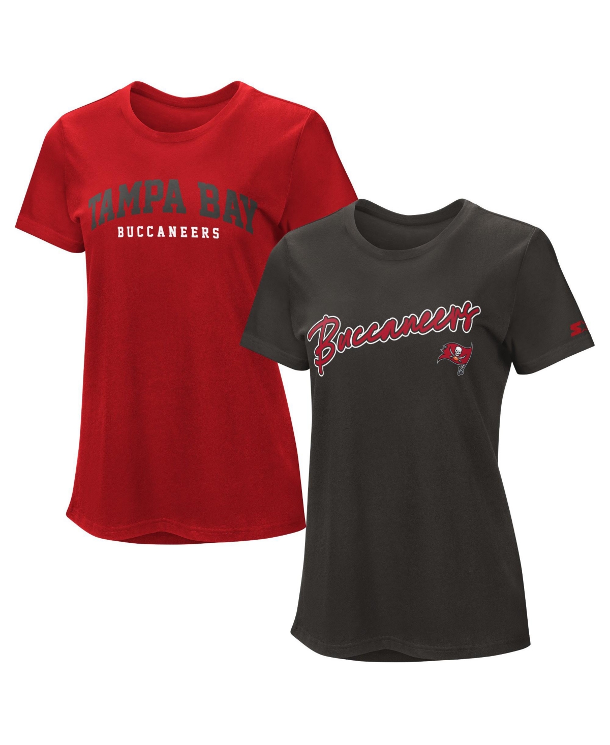 Starter Women's 2-piece Tampa Bay Buccaneers Screen-print Graphic T-shirt Set In Red,pewter