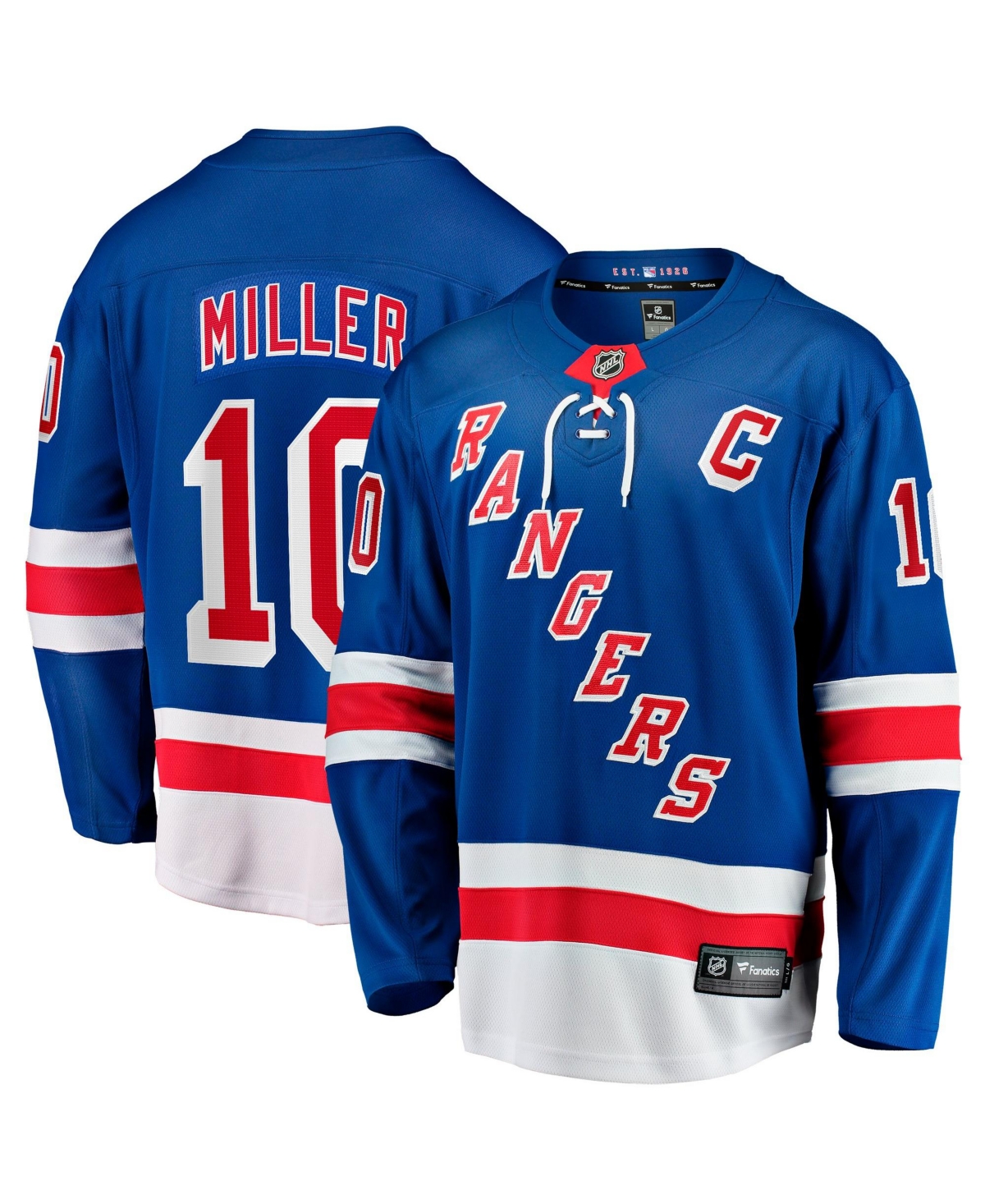 Fanatics Men's New York Rangers Jt Miller Breakaway Captain's Patch Jersey