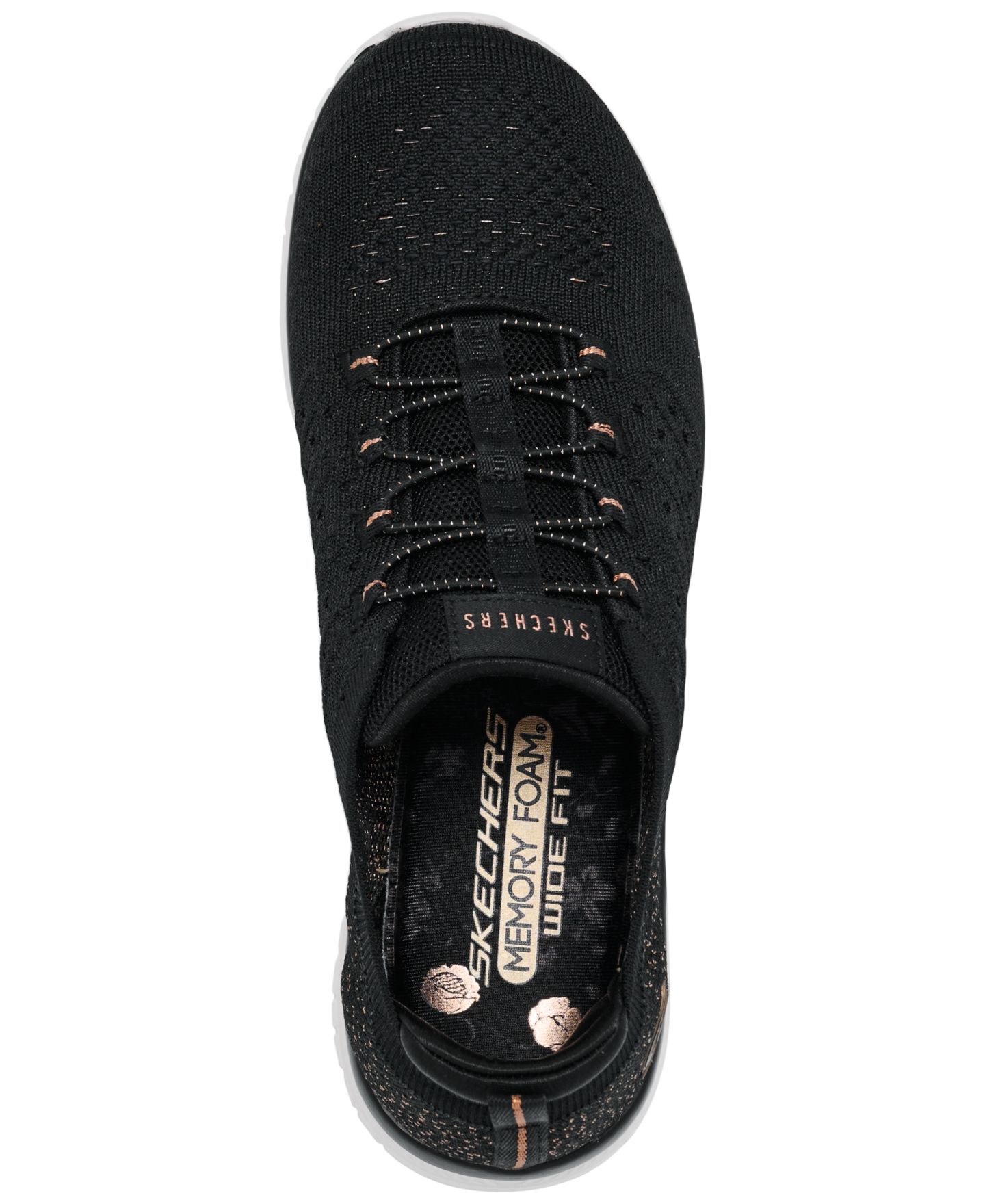 Женские кроссовки Skechers Virtue - Copper Dream Walking Sneakers Wide Width, цвет: Чёрный / Золотой — фото 5
