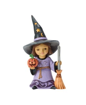 Halloween Witch with Broom Figurine
