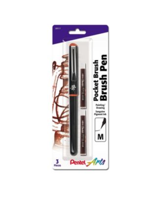 Arts Pockt Brush Pen, 1 Brush Pen + 2 Refill Cartridges, Sanguine Pigment Ink