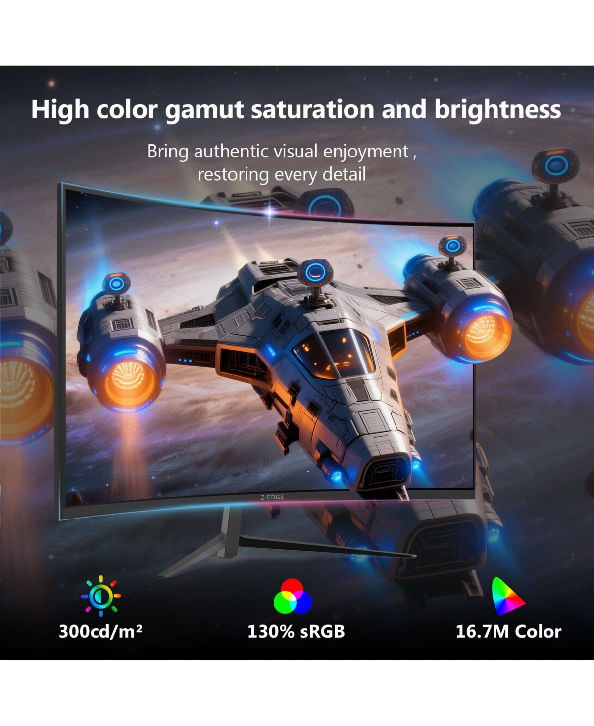Z-edge 27 inch 2K 2560 x 1440 165Hz 1ms Curved Gaming Monitor