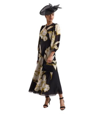 Women's Eve Floral A-Line 3/4 Sleeve Maxi Dress