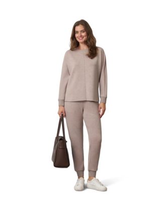 Women's Yummy Ribbed-Trim Tapered-Leg Pullover and Jogger Pants Set