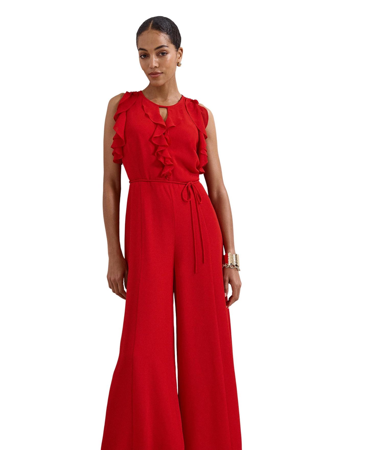Женский комбинезон Phase Eight Front Wide Leg Jumpsuit Cinched Waist, цвет: Красный — фото 2