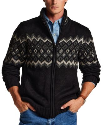 Men's Sherpa-Lined Full Zip Mock Neck Sweater Jacket