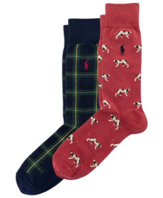 Men's Plaid Dog Crew Socks, 2-Pack