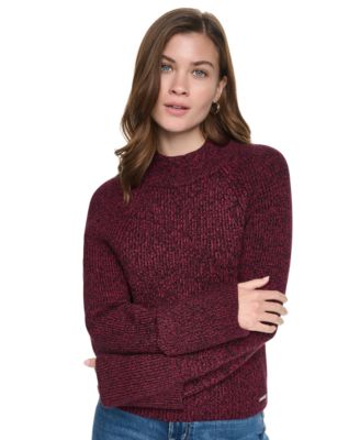 Women's Long-Sleeve Mock-Neck Raglan Sweater